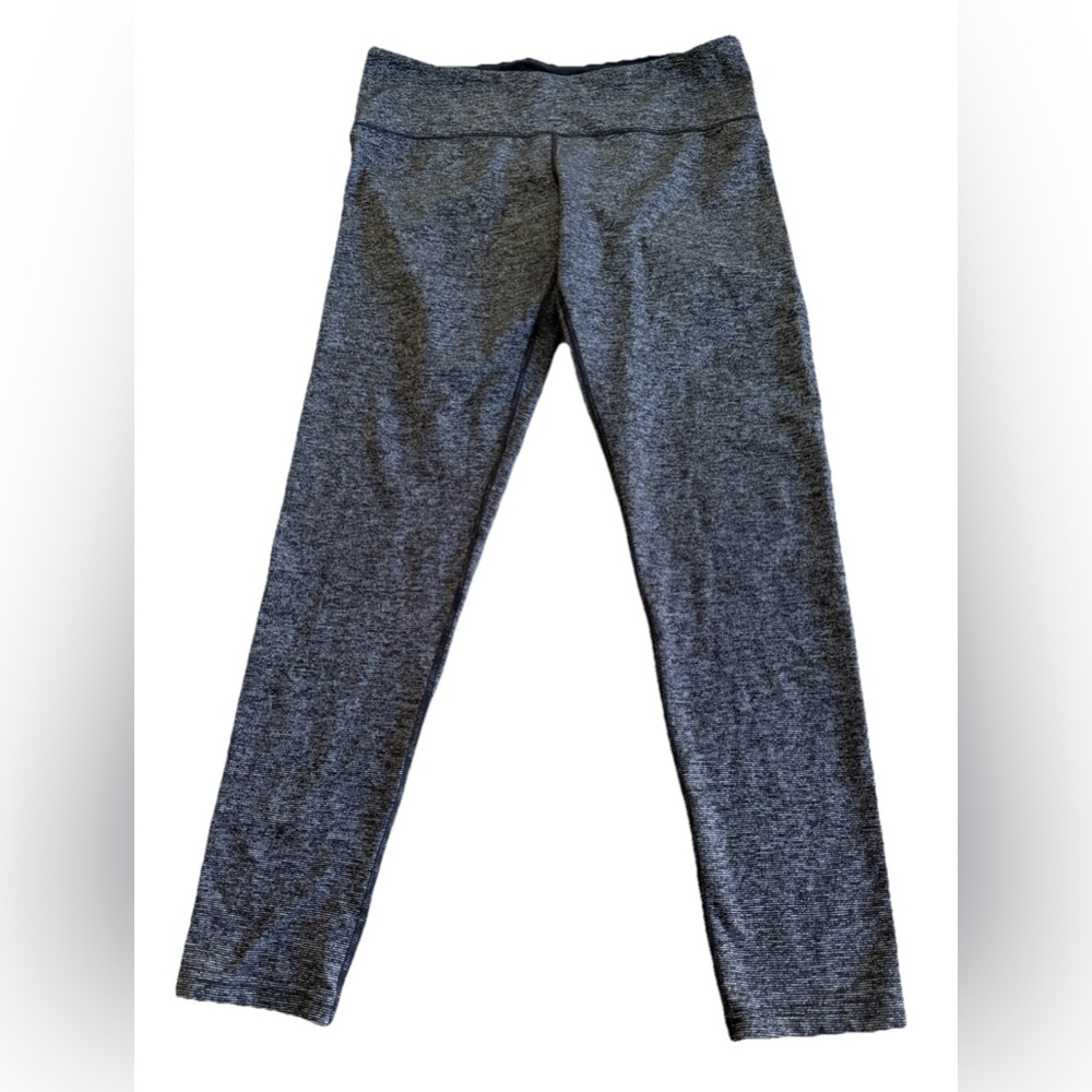 TUFF ATHLETICS Black + Gray Space Dyed Ankle Length Leggings W/Zipper Pocket Med